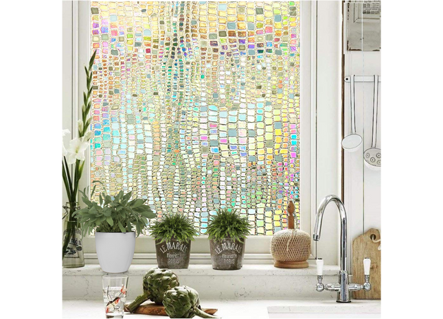 Isolerende & Zonwerende Statische Raamfolie HR++ - Anti Inkijk - Bejuweled Regenboogeffect