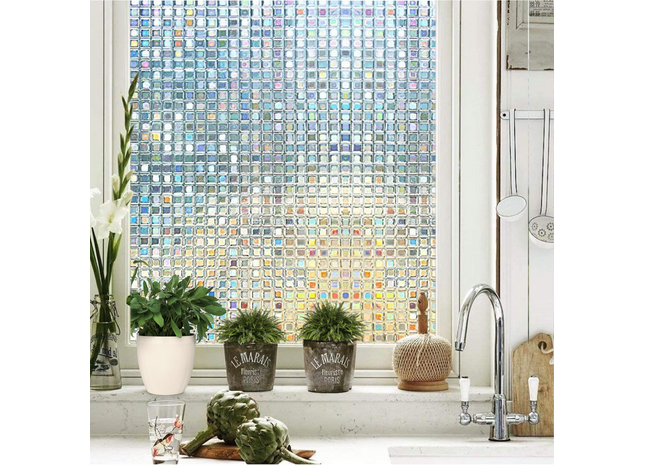 Isolerende & Zonwerende Statische Raamfolie HR++ - Anti Inkijk - Mozaïek Regenboogeffect - 60x200cm