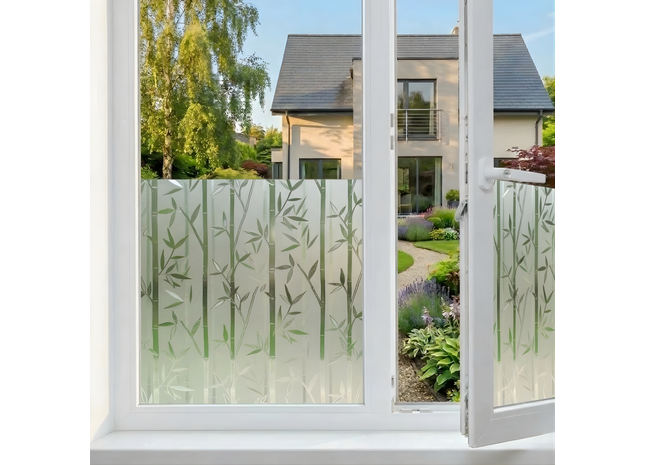 Isolerende & Zonwerende Statische Raamfolie HR++ - Anti Inkijk - Bamboe
