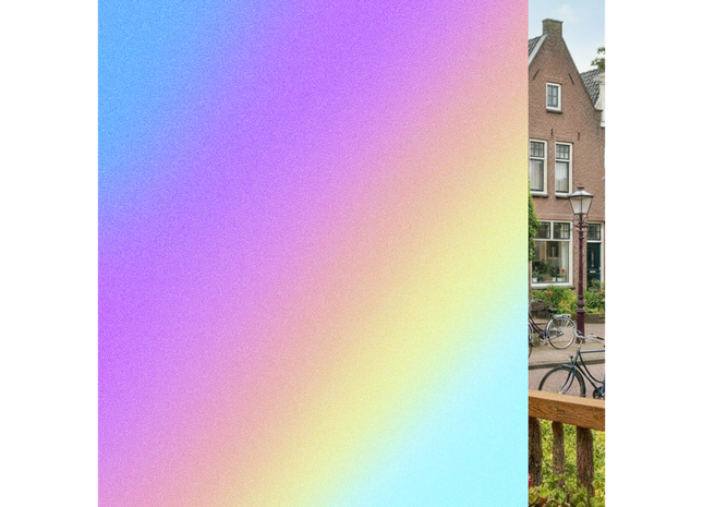 Isolerende & Zonwerende Statische Raamfolie HR++ Anti Inkijk - Matglas Holografisch Zeepbeleffect