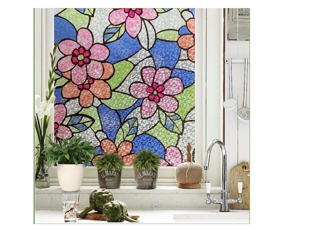 Isolerende & Zonwerende Statische Raamfolie HR++ - Anti Inkijk - Bloemen