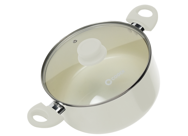 Kookpan 5000ml - Speciale Anti-Aanbak Coating - Ergonomische Koudgrepen - Gerecycled Aluminium - Wit