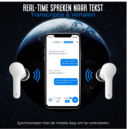 Vertaalcomputer - AI Vertaal apparaat met spraak - Draadloze Oordopjes met Vertaalfunctie - Environmental Noice Cancelling - Bluetooth 5.0 - Vertaler voor 127 Talen