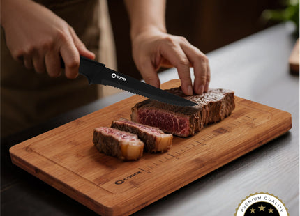 Stijlvolle Messenset met Blok en gratis Snijplank – RVS/Zwart