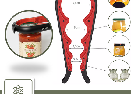 Allesopener - Multifunctionele Opener - 7-in-1 Potopener - Keuken Hulp - Flesopener – XL  Hulpmiddelen voor Ouderen - Zwart/Rood