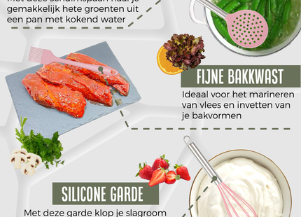 26-Delige XL Keukengerei set met Houder - Roze