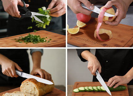 Stijlvolle Messenset met Blok en gratis Snijplank - RVS