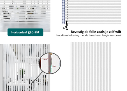 Isolerende & Zonwerende Statische Raamfolie HR++ - Anti Inkijk - Strepen