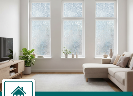 Isolerende & Zonwerende Statische Raamfolie HR++ - Anti Inkijk - Mozaïek Regenboogeffect - 60x200cm