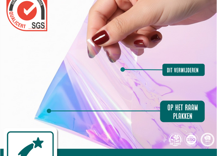 Isolerende Statische Raamfolie HR++ Anti Inkijk - Holografisch Zeepbeleffect