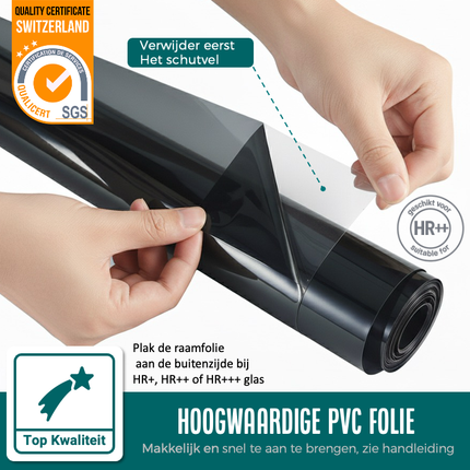 Isolerende & Zonwerende Zelfklevende HR+ HR++ of HR+++ Raamfolie - Tint 39%