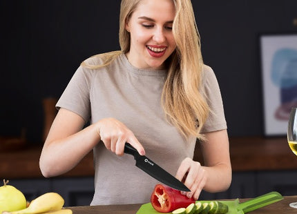 Stijlvolle Messenset met Blok en gratis Snijplank – RVS/Zwart