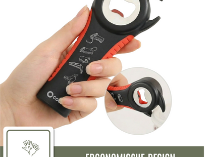 Allesopener - Multifunctionele Opener - 7-in-1 Potopener - Keuken Hulp - Flesopener – XL  Hulpmiddelen voor Ouderen - Zwart/Rood