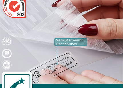 Isolerende & Zonwerende Statische Raamfolie HR++ - Anti Inkijk - Stofjes patroon