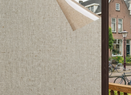 Isolerende & Zonwerende Statische Raamfolie HR++ - Anti Inkijk - Linnenlook - Koffie