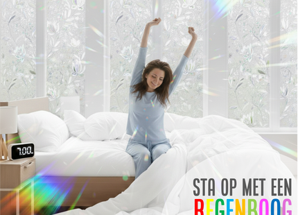 Isolerende & Zonwerende Statische Raamfolie HR++ - Anti Inkijk - Bloemen Regenboogeffect