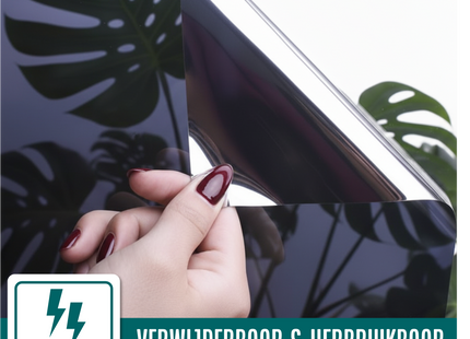 Isolerende & Zonwerende HR+ Raamfolie met Spiegeleffect - Zwart