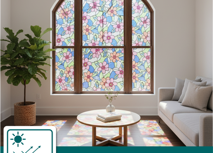 Isolerende & Zonwerende Statische Raamfolie HR++ - Anti Inkijk - Bloemen