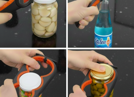 Allesopener - Multifunctionele Opener - 7-in-1 Potopener - Keuken Hulp - Flesopener – XL  Hulpmiddelen voor Ouderen - Zwart/Rood