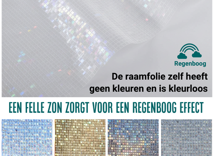 Isolerende & Zonwerende Statische Raamfolie HR++ - Anti Inkijk - Mozaïek Regenboogeffect - 60x200cm