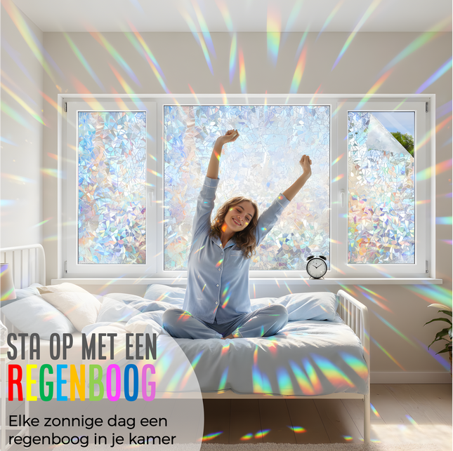 Isolerende & Zonwerende Statische Raamfolie HR++ - Anti Inkijk - Scherven Regenboogeffect