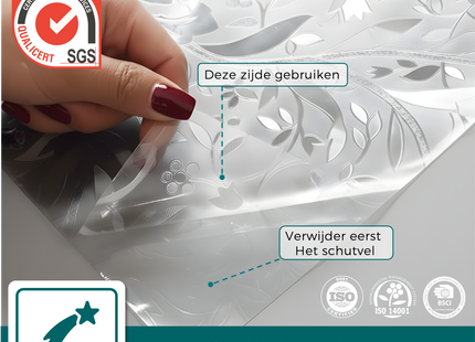 Isolerende & Zonwerende Statische Raamfolie HR++ - Anti Inkijk - Bloemen Regenboogeffect