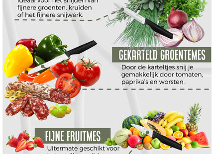 Stijlvolle Messenset met Blok en gratis Snijplank - RVS/Blanc