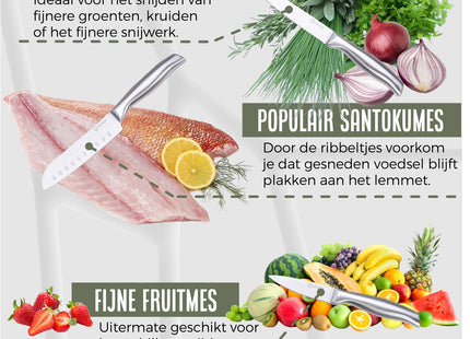 Stijlvolle Messenset met Blok en gratis Snijplank - RVS