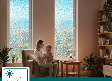 Isolerende & Zonwerende Statische Raamfolie HR++ - Anti Inkijk - Scherven Regenboogeffect