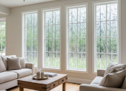 Isolerende & Zonwerende Statische Raamfolie HR++ - Anti Inkijk - Bamboe