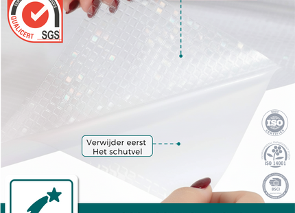 Isolerende & Zonwerende Statische Raamfolie HR++ - Anti Inkijk - Mozaïek Regenboogeffect - 60x200cm