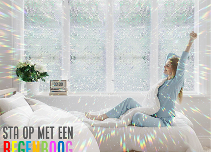 Isolerende & Zonwerende Statische Raamfolie HR++ - Anti Inkijk - Mozaïek Regenboogeffect - 60x200cm