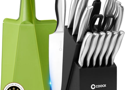 Stijlvolle Messenset met Blok en gratis Snijplank - RVS