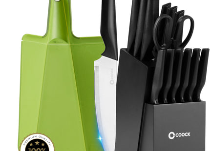 Stijlvolle Messenset met Blok en gratis Snijplank - RVS/Blanc