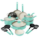 COOCK - 19-Delige Pannenset - Turquoise/Wit