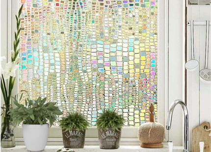 Isolerende & Zonwerende Statische Raamfolie HR++ - Anti Inkijk - Bejuweled Regenboogeffect