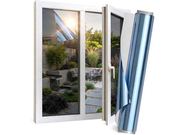 Isolerende & Zonwerende HR+ Raamfolie met Spiegeleffect - Blauw