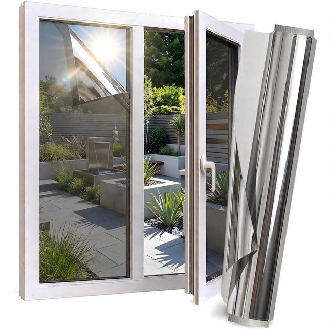 Isolerende & Zonwerende HR+ Raamfolie met Spiegeleffect - Zilver