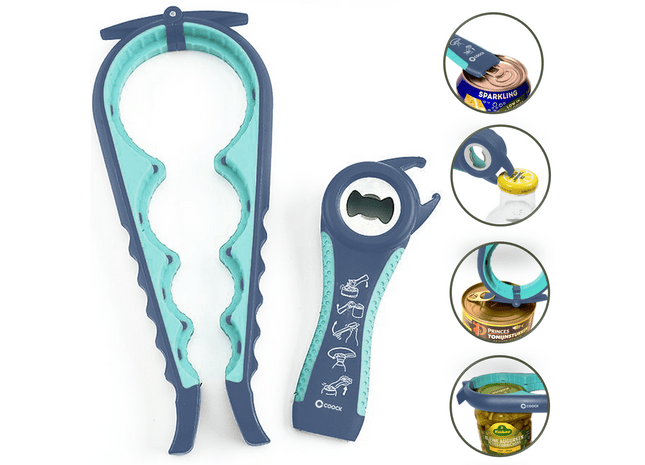 Allesopener - Multifunctionele Opener - 7-in-1 Potopener - Keuken Hulp - Flesopener – XL  Hulpmiddelen voor Ouderen - Blauw