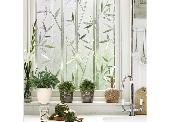 Zonwerende en Isolerende Statische Raamfolie HR++ - Anti Inkijk - Bamboe