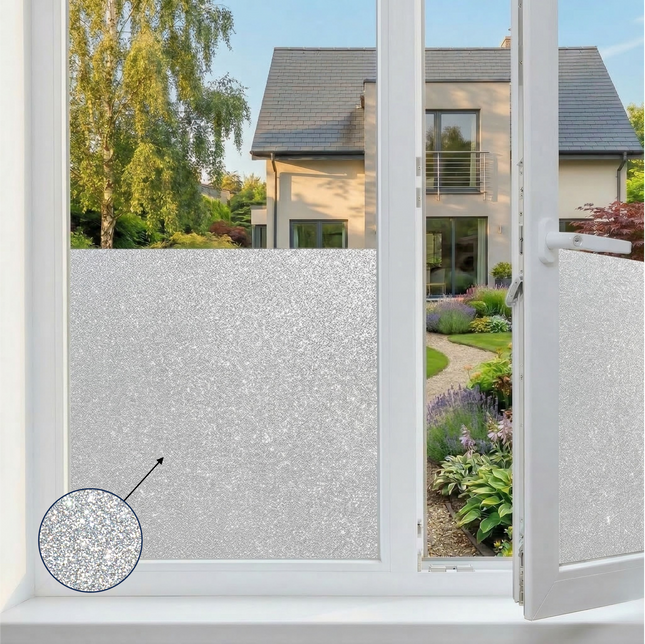 Isolerende & Zonwerende Statische Raamfolie HR++ - Anti Inkijk - Glitter