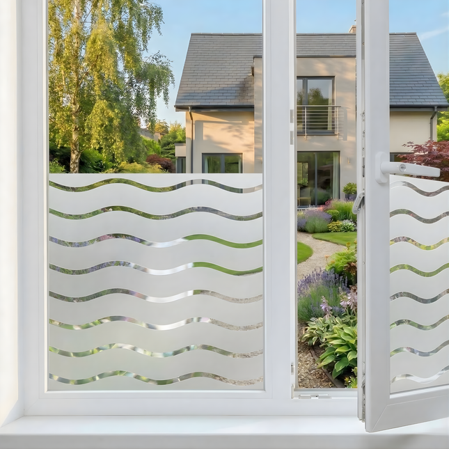 Isolerende & Zonwerende Statische Raamfolie HR++ - Anti Inkijk - Golven