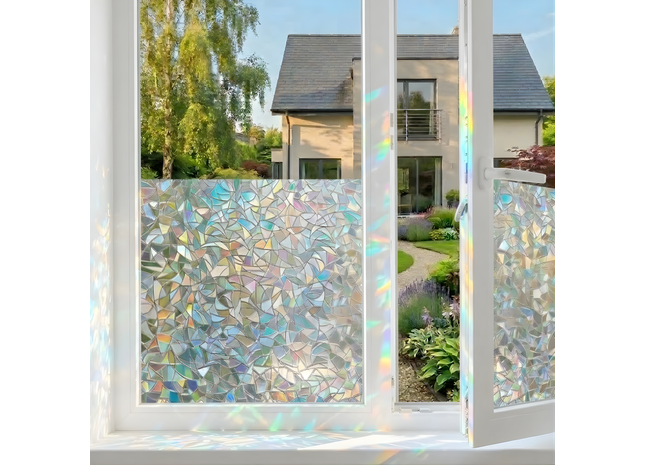 Isolerende & Zonwerende Statische Raamfolie HR++ - Anti Inkijk - Scherven Regenboogeffect