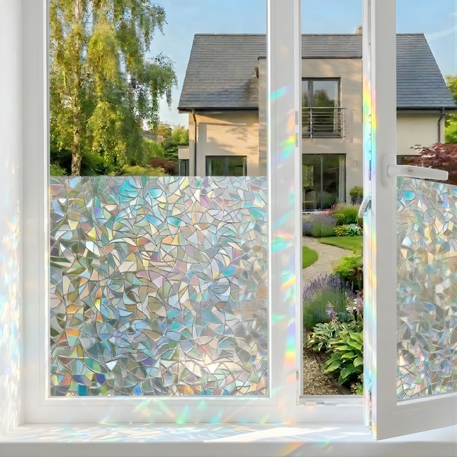 Isolerende & Zonwerende Statische Raamfolie HR++ - Anti Inkijk - Scherven Regenboogeffect