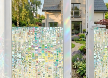 Isolerende & Zonwerende Statische Raamfolie HR++ - Anti Inkijk - Bejuweled Regenboogeffect