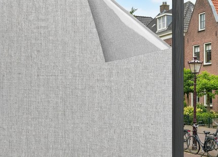 Zonwerende en Isolerende Statische Raamfolie HR++ - Anti Inkijk - Linnenlook - Grijs