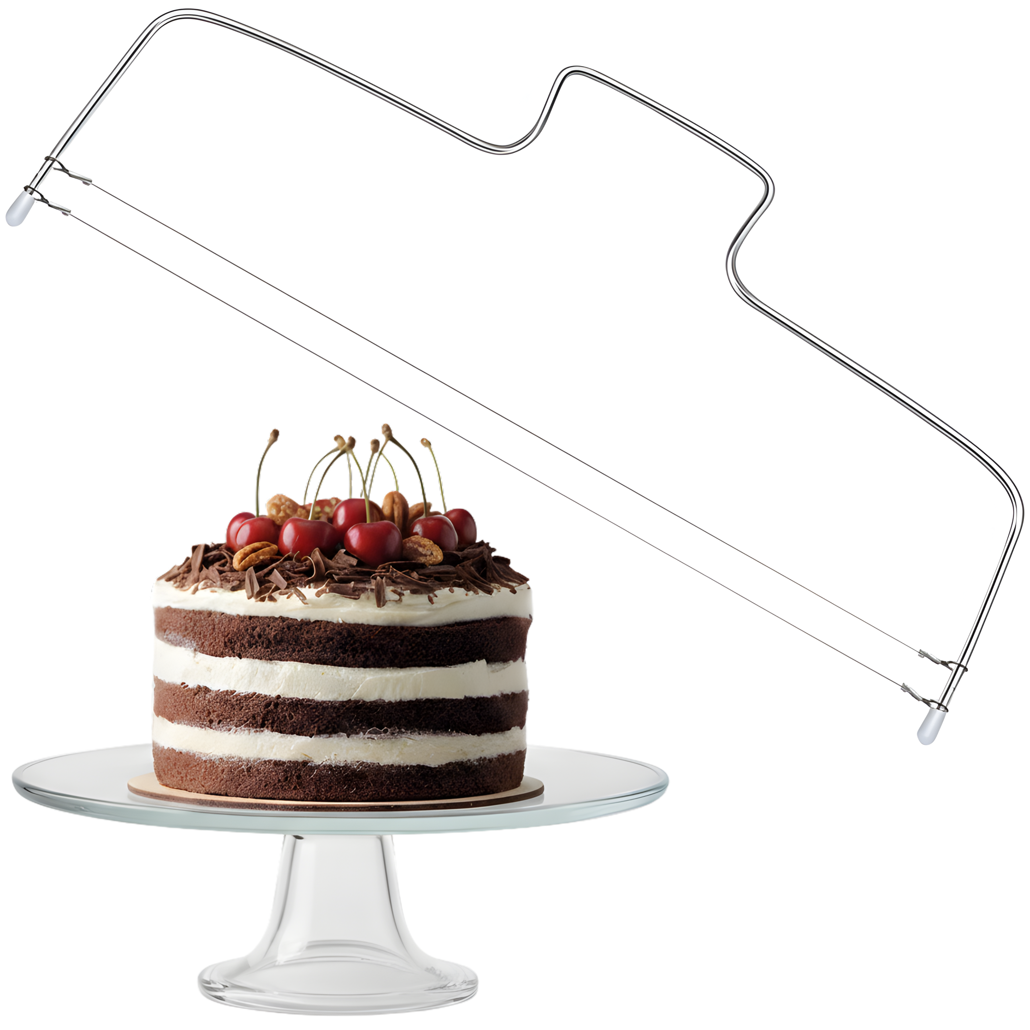 Keuken Bakken Roestvrij staal Één Draad Gelaagde Cakesnijder/Snijder/Leveler met 2 PCs-Staaldraad Keuken Bakken Roestvrij staal Één Draad Gelaagde Cakesnijder/Snijder/Leveler met 2 PCs-Staaldraad