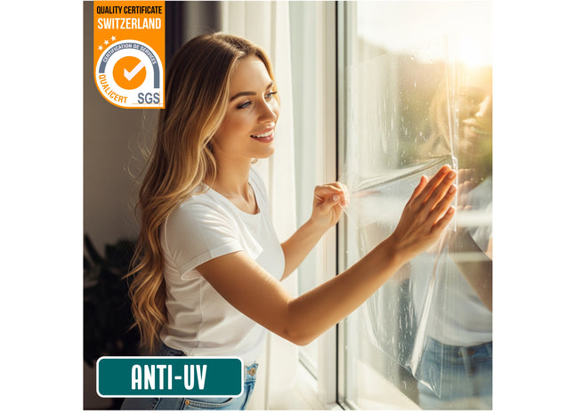 Isolerende & Zonwerende Statische Anti-UV Raamfolie HR++ Transparant