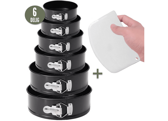 6-Delige Springvorm set - Taartvorm met Antiaanbaklaag - 12 tot 28 Cm Diameter -Cakevorm Incl. Deegschaper & E-Book