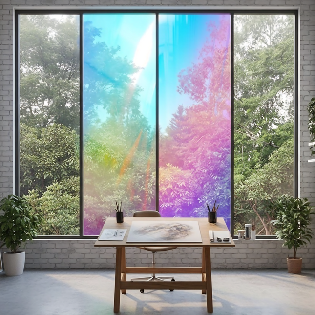 Isolerende Statische Raamfolie HR++ Anti Inkijk - Holografisch Zeepbeleffect